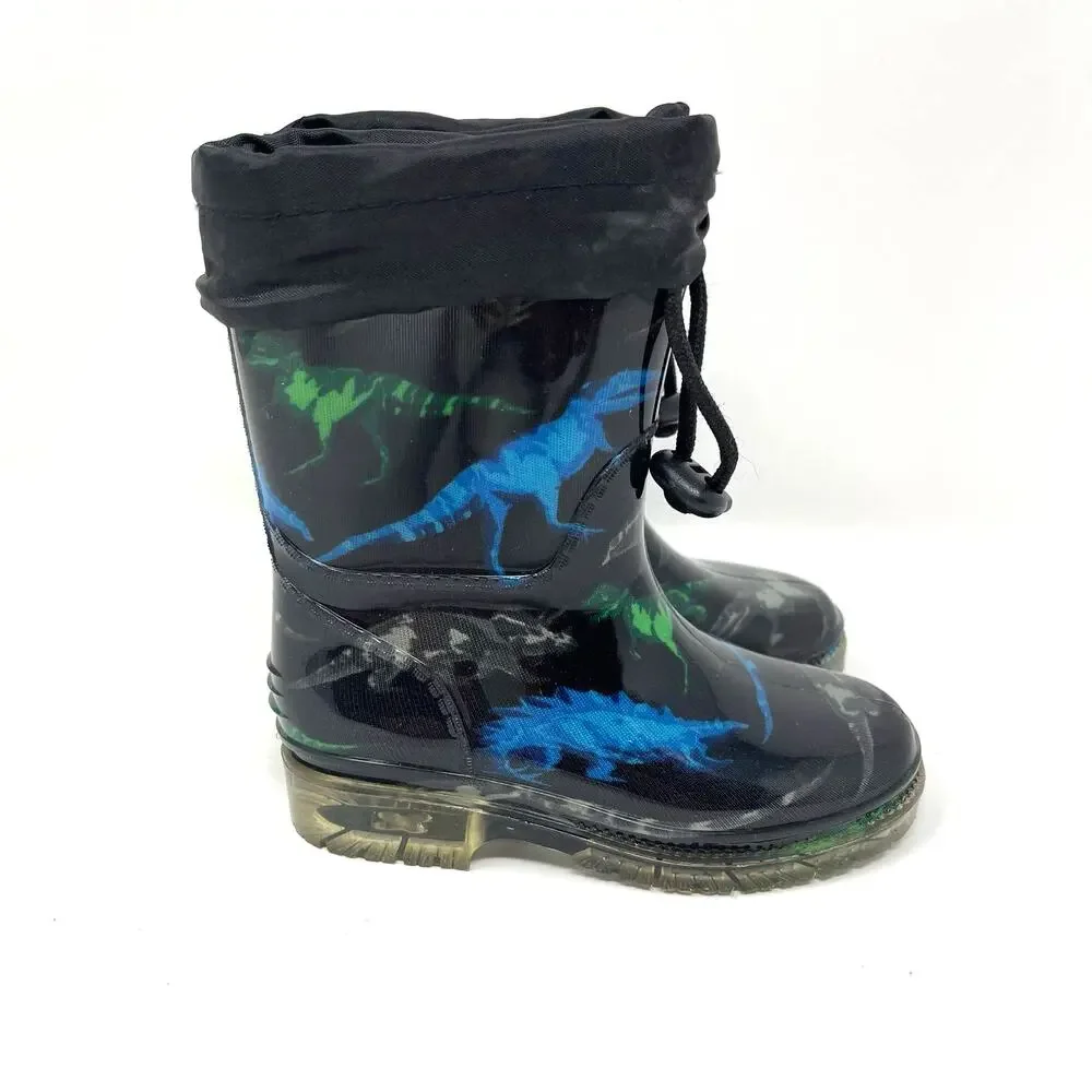 Jelly Beans Dinosaur Rain Boots‎ Black Youth Size 7